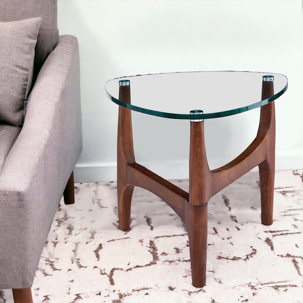 Homeroots 20" Clear Tempered Glass End Table   357542