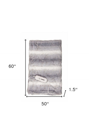 HomeRoots 50" Cozy Gray and White Heated Throw Blanket - Soft Plush Design with Safety Features & Controller 357550