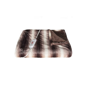 Homeroots 50" X 60" Brown And White Modern Contemporary Heated  Throw Blankets  Acrylic 357551