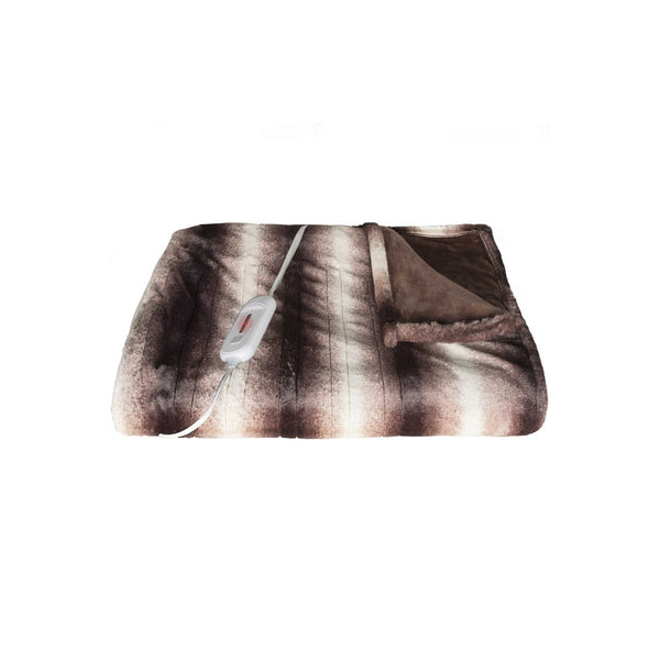 Homeroots 50" X 60" Brown And White Modern Contemporary Heated  Throw Blankets  Acrylic 357551