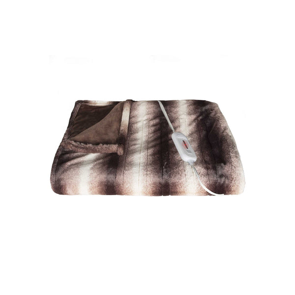 Homeroots 50" X 60" Brown And White Modern Contemporary Heated  Throw Blankets  Acrylic 357551