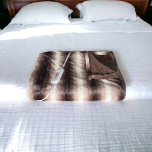 Homeroots 50" X 60" Brown And White Modern Contemporary Heated  Throw Blankets  Acrylic 357551