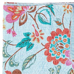 Homeroots 50" Cozy Pink And Red Kantha Floral Throw Blanket - Embroidered Elegance For Your Home Decor Cotton ,50"X70" Cotton 357557