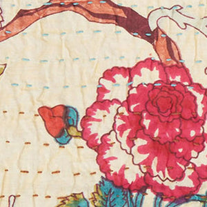 Homeroots 50" Bright Yellow And Red Kantha Floral Throw Blanket – Cozy Embroidered Comfort For Your Home Cotton ,50"X70" Cotton 357561