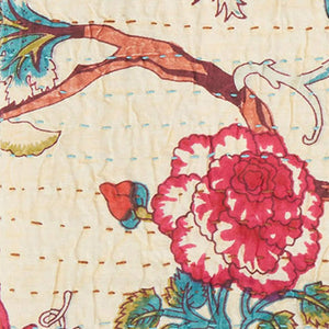 Homeroots 50" Bright Yellow And Red Kantha Floral Throw Blanket – Cozy Embroidered Comfort For Your Home Cotton ,50"X70" Cotton 357561