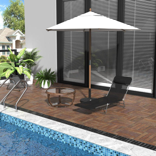 English Elm Sun Lounger Outdoor Folding Chaise with Mesh Surface Steel Frame and Adjustable Backrest T3971P383009
