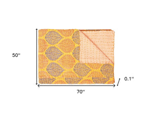 Homeroots 50" Stylish Floral Kantha Throw Blanket - Cozy Embroidered Design For Home Decor & Comfort Cotton ,50"X70" Cotton 357578