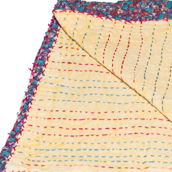 HomeRoots 50" Kantha Throw Blanket - Handcrafted Eclectic Patchwork, Lightweight Comfort & Unique Design 357580