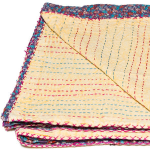 HomeRoots 50" Kantha Throw Blanket - Handcrafted Eclectic Patchwork, Lightweight Comfort & Unique Design 357580