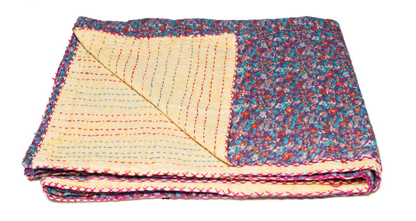 HomeRoots 50" Kantha Throw Blanket - Handcrafted Eclectic Patchwork, Lightweight Comfort & Unique Design 357580