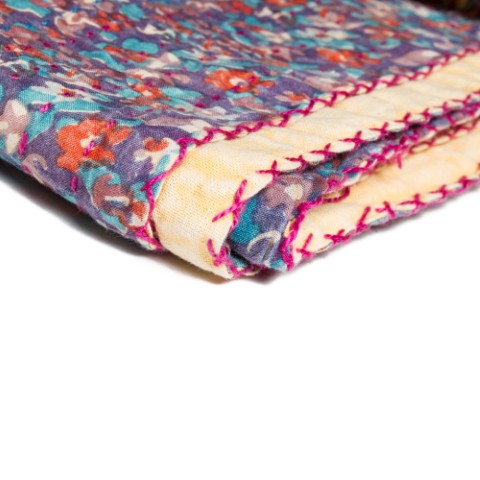 Homeroots 50" Kantha Throw Blanket - Handcrafted Multi-colored Bohemian Patchwork For Elegant Home Decor  Cotton 357580