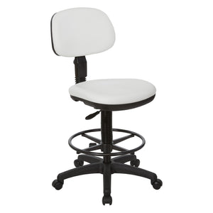 OSP Home Furnishings Sculptured Ergonomic Drafting Chair with Vinyl Upholstery for Studio and Lab Workspaces Dillon Snow DC517V-R101