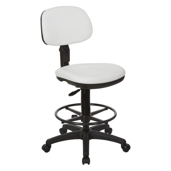 OSP Home Furnishings Sculptured Ergonomic Drafting Chair with Vinyl Upholstery for Studio and Lab Workspaces Dillon Snow DC517V-R101