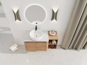 English Elm 42'' Wall-Mounted Bathroom Vanity With Ceramic Sink, Soft-Close Doors & Ample Storage For Modern Style W999S00412