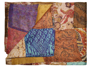 Homeroots 60" X 90" Multicolor Silk - Throw Brown ,Purple ,Red ,Yellow Silk 357611