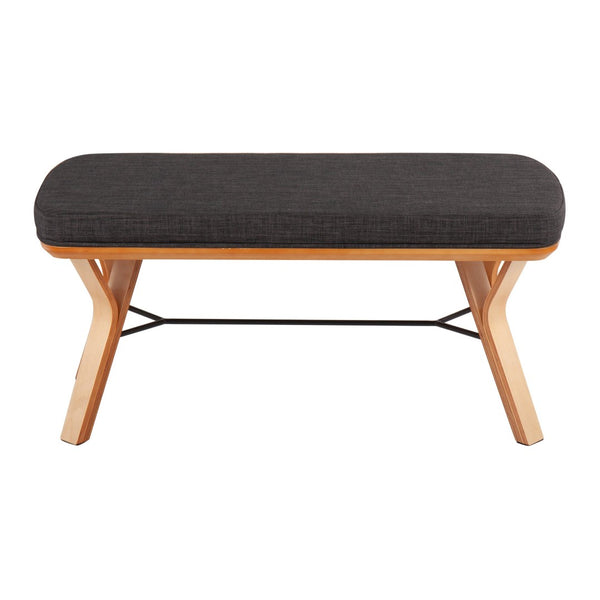English Elm Folia Upholstered Mid-century Bench with Tapered Wood Legs for Bedroom or Entryway B202S01149