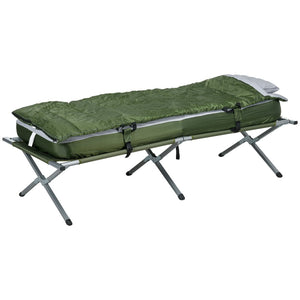 English Elm Outsunny Camping Cot Set With Mattress, Sleeping Bag, Pillow & Carry Bag – Ultimate Travel Comfort! W2225P200402-GIGA
