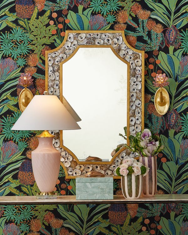 Currey & Company Marilee Double-light Wall Sconce - Elegant Dutch Gold Leaf With Pink Crystal Blossoms For Glow Pink Crystal ,Wrought Iron 5000-0279-currey-company