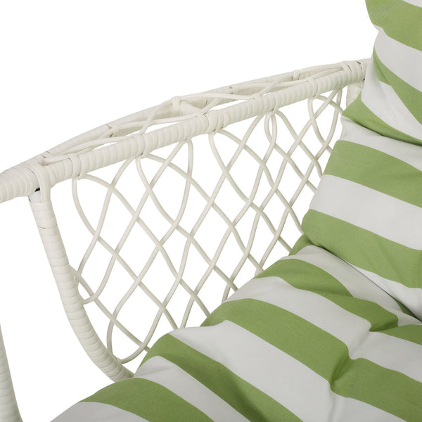 English Elm Christopher Knight Home® - Malia Hanging Chair - Cozy Indoor/Outdoor Wicker Basket Seat With Plush Cushions & Modern Design 67677.00WGRN