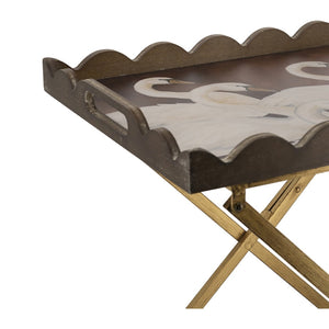 English Elm 23.5x15.5x24" Brown Mdf Accent Table Swan Motif Iron Legs Vintage Boho Side W2078P461560