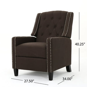 English Elm Classic Club Chair in Dark Grey Fabric with Birch Legs and Push Back Recline 61371.00COF