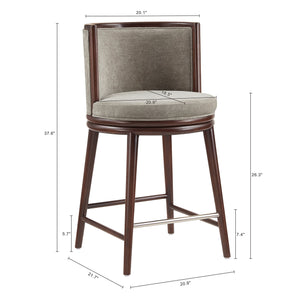 English Elm Evalyn Dove Textured Chenille Counter Stool With Durable Beech Wood Legs & Stainless Steel Footrest B365P398045
