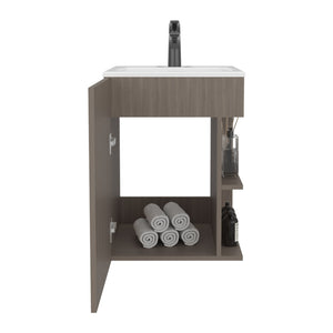 English Elm Colton Compact 45cm Free-Standing Bathroom Vanity in Light Gray Bardolino with Door Cabinet & Shelf B070S00399