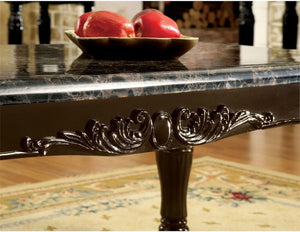 English Elm Traditional Espresso 3-Piece Coffee & End Table Set with Faux Marble Tops, Carved Turned Legs, Solid Wood Finish B011P206780