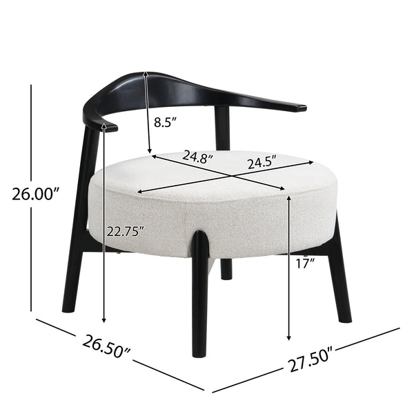 English Elm Christopher Knight Home® - Upholstered Nordic Accent Chair Beige with Black Frame — Modern 300lb Capacity Reading Armchair for Sunroom N779P264850B