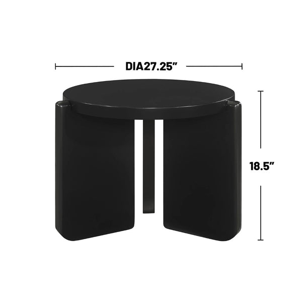 English Elm Round Wooden End Table In Rich Black Finish - Stylish, Durable, Versatile Accent For Any Space B016P378128-GIGA