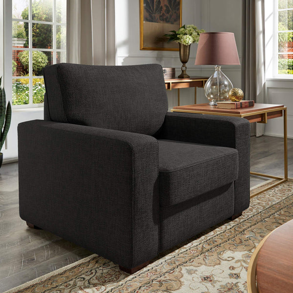 Svolvar Upholstered Accent Chair Rubberwood Frame Plush Cushions Modern Living Room