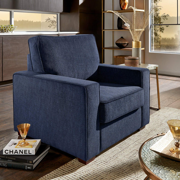 Svolvar Upholstered Accent Chair Rubberwood Frame Plush Cushions Modern Living Room