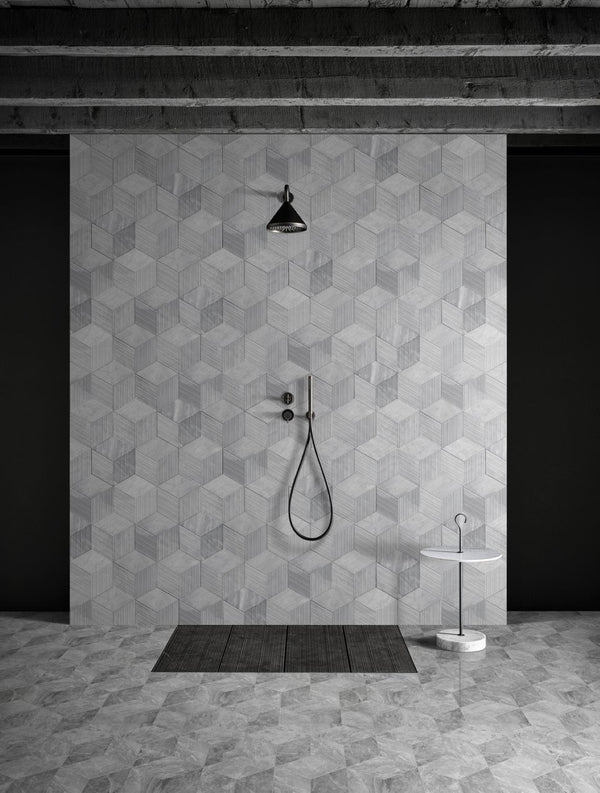 English Elm Hexagon Carrara Gray Polished Marble Floor Wall Tile Spa Inspired Natural Stone W1696P262337