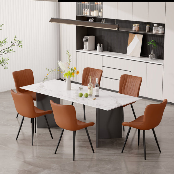 English Elm Dining Chair Set Of 2 Modern Pu Leather Armless Chairs With Sturdy Metal Legs For Versatile Use T3950P396566