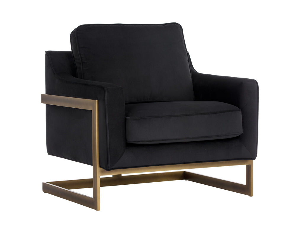 Sunpan Kalmin Lounge Chair - Stylish Deep Seating with Cushioned Back and Rustic Bronze Frame for Comfort Abbington Black