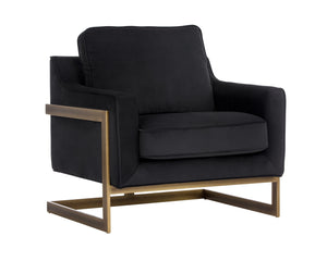 Sunpan Kalmin Lounge Chair - Stylish Deep Seating with Cushioned Back and Rustic Bronze Frame for Comfort Abbington Black