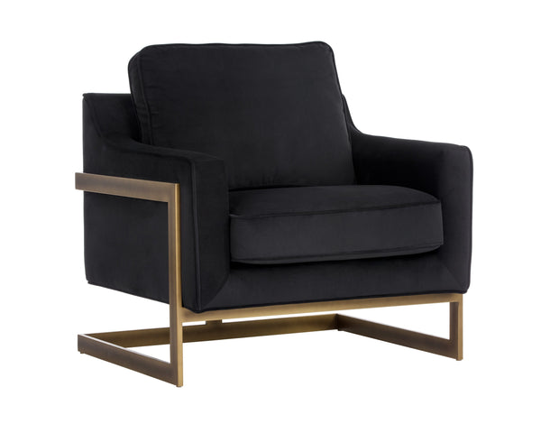 Sunpan Kalmin Lounge Chair - Stylish Deep Seating with Cushioned Back and Rustic Bronze Frame for Comfort Abbington Black