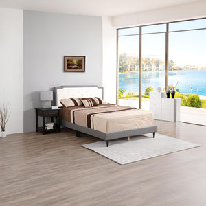 English Elm Charming Light Grey Queen Bed – Elegant Tufted Upholstery, Adjustable Headboard & Sturdy Support B078112136