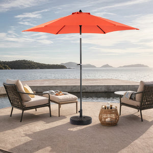 English Elm 9FT Outdoor Patio Umbrella with Crank & Push Button Tilt, 6 Steel Ribs for Strong Shade at Poolside and Backyard Orange W640P234564