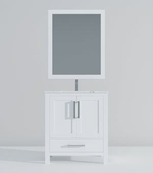 English Elm White Bath Vanity Set With Carrara Marble Top, Chrome Faucet & 28" Mirror - Elegant Bathroom Upgrade B2731S01248-GIGA