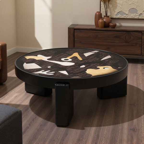 English Elm Fun Art Hand-painted Italian Minimalist Square Coffee Table for Contemporary Living Rooms T5686P508400