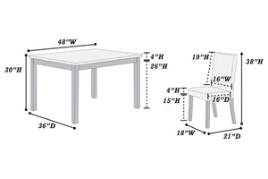 English Elm Modern Cherry and Black 5pc Dining Set with Faux Marble Top, Faux Leather Cushioned Chairs, 48" B011P373215