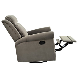 English Elm Christopher Knight Home® - 360° Swivel Recliner Plush Velvet Manual Rocker with Infinite Recline Support for Living Room Comfort Light Brown N763P202666F