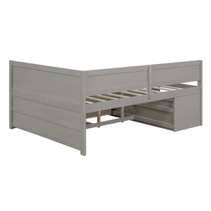 English Elm Full Size Daybed with Storage Drawers Open Shelves Low Profile Contemporary Frame Gray LP102023AAE