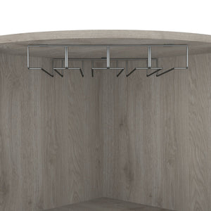 English Elm Syrah Corner Bar Cabinet with 8 Bottle Cubbies, Double Doors, Glass Rack and Display Nook Light Gray 46 L x 23 W x 7 H B200P242413