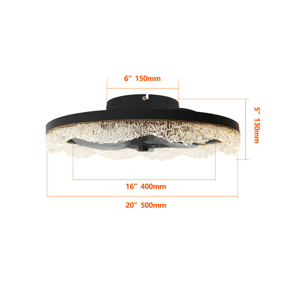 English Elm 20" Modern LED Ceiling Fan Light Flush Mount with Hidden Blades, Remote & App Control, Dimmable W2312P368708