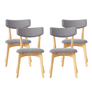 English Elm Caleb Mid-century Upholstered Dining Chair Set of Four with Tapered Oak Legs Dark Grey,Natural N768P282333O