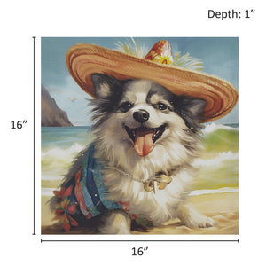 JLA Home Madison Park - Chihuahua Beach Canvas Art by Tessa Kane — Whimsical, Vibrant Ready-to-Hang Print for Playful Decor Chihuahua/Blue Multi ID95C-0059