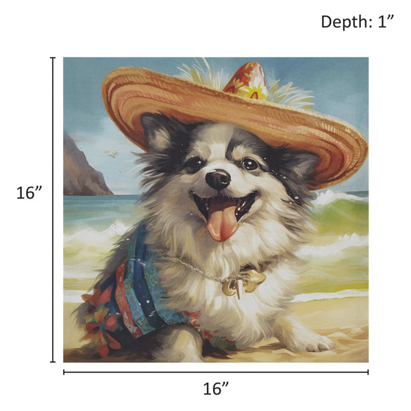 JLA Home Madison Park - Chihuahua Beach Canvas Art by Tessa Kane — Whimsical, Vibrant Ready-to-Hang Print for Playful Decor Chihuahua/Blue Multi ID95C-0059