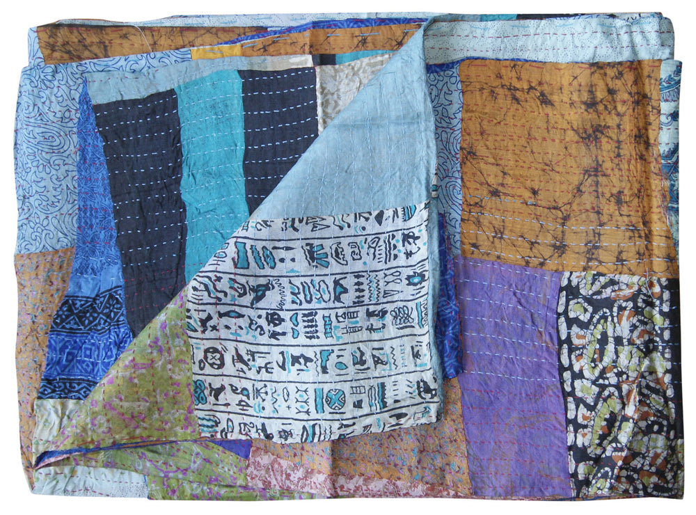 Homeroots 60" X 90" Silk Multicolor Throws Blue ,Purple ,Yellow Silk 358022